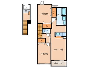 メゾンアルモニ－の物件間取画像